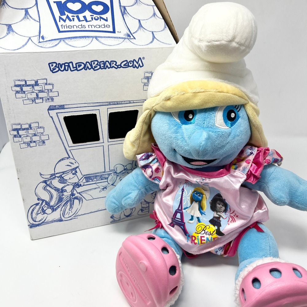 Build-A-Bear Workshop Smurfette Smurfs Plush Stuffed Animal Outfit Shoes Box